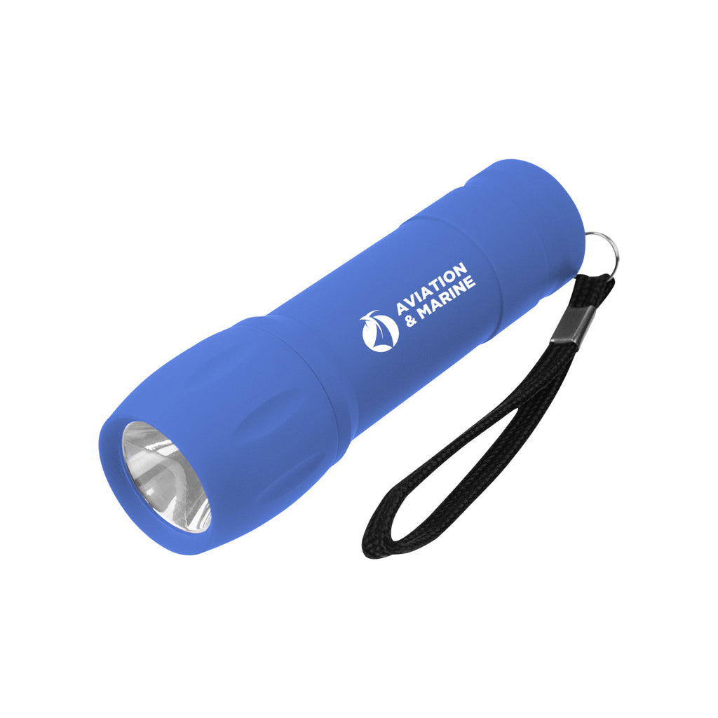 Rechargeable Rubberized COB Light with Strap - Royal Blue - Pad Print