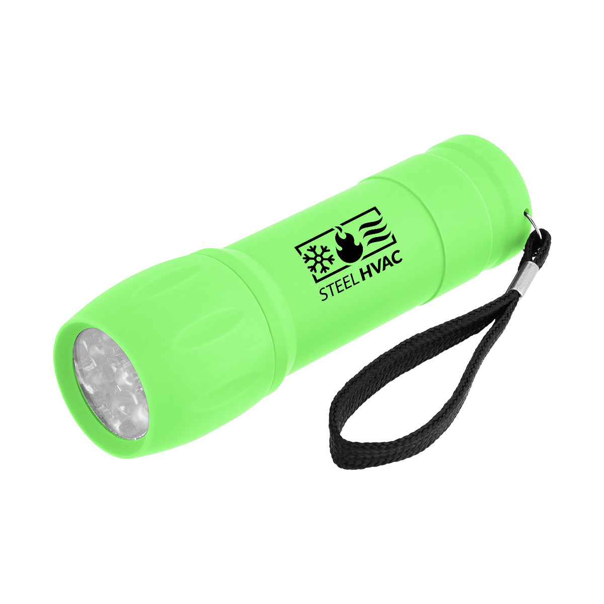 Rechargeable Rubberized Torch Light - Green - Pad Print