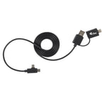 Recycled 5-in-1 Charging Cable, 39 Inch - Black - Front