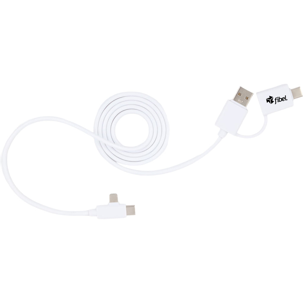 Recycled 5-in-1 Charging Cable, 39 Inch - White - Front
