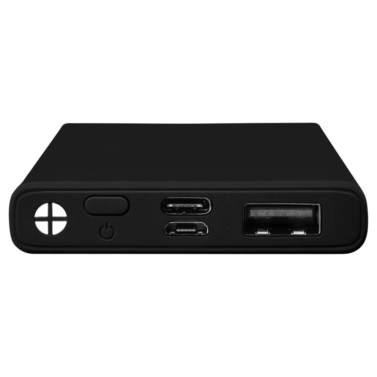 Recycled ABS and Aluminum Power Bank, 5,000 mAh - Black - Ports