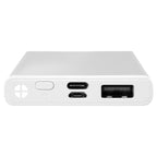 Recycled ABS and Aluminum Power Bank, 5,000 mAh - Silver - Ports