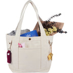 Recycled Canvas Souvenir Tote with Snap Closure, 15 oz Embroidery - Natural - Propped