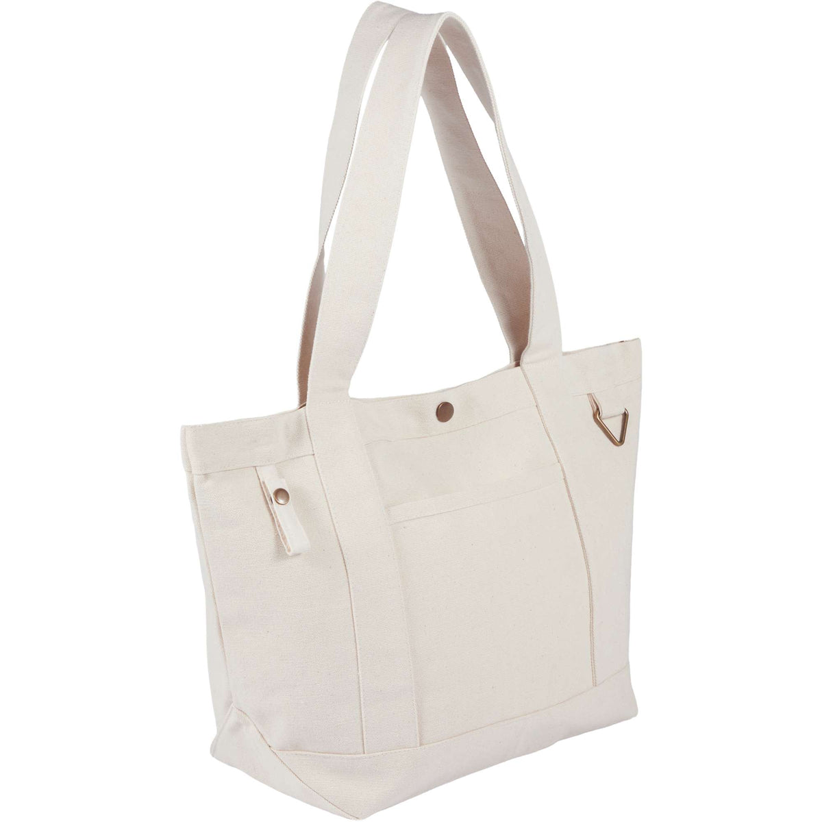 Recycled Canvas Souvenir Tote with Snap Closure, 15 oz Embroidery - Natural - Right Angle
