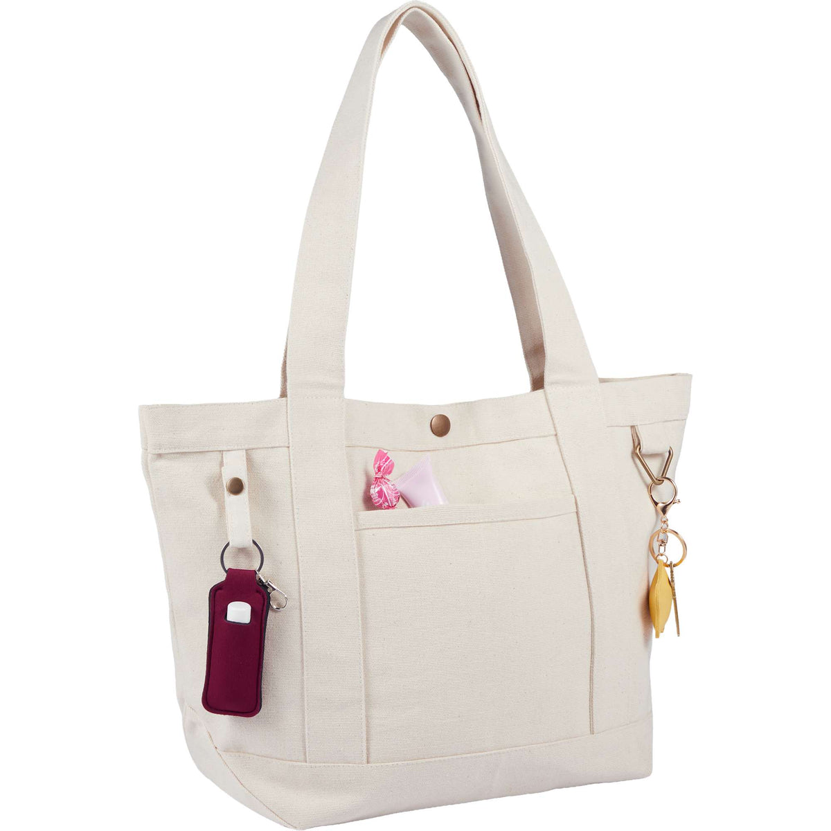Recycled Canvas Souvenir Tote with Snap Closure, 15 oz Transfer - Natural - Alternate
