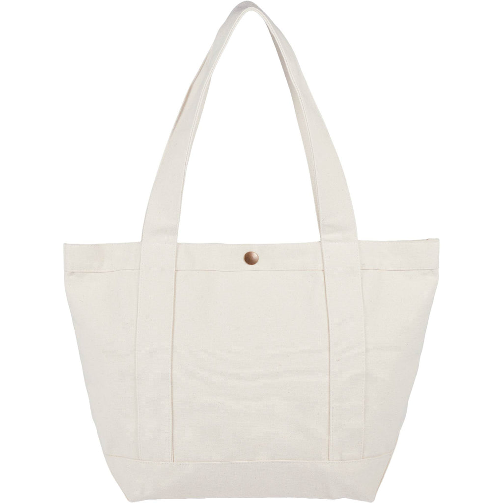 Recycled Canvas Souvenir Tote with Snap Closure, 15 oz Transfer - Natural - Back