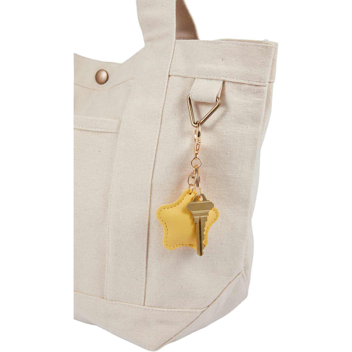 Recycled Canvas Souvenir Tote with Snap Closure, 15 oz Transfer - Natural - Detail 2