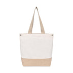 Recycled Cotton and Jute Tote with Side Snaps Embroidery - Natural - View 5