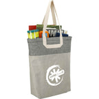 Recycled Cotton Book Tote with U-Handles Embroidery - Natural/Black - Right Angle 2