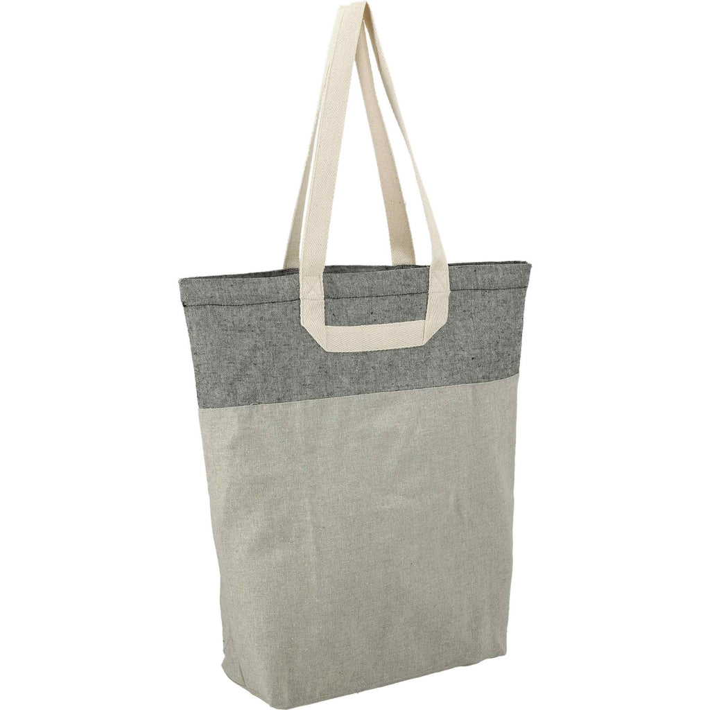 Recycled Cotton Book Tote with U-Handles Embroidery - Natural/Black - Right Angle 3