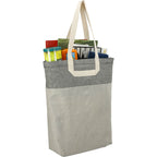 Recycled Cotton Book Tote with U-Handles Embroidery - Natural/Black - Right Angle 4