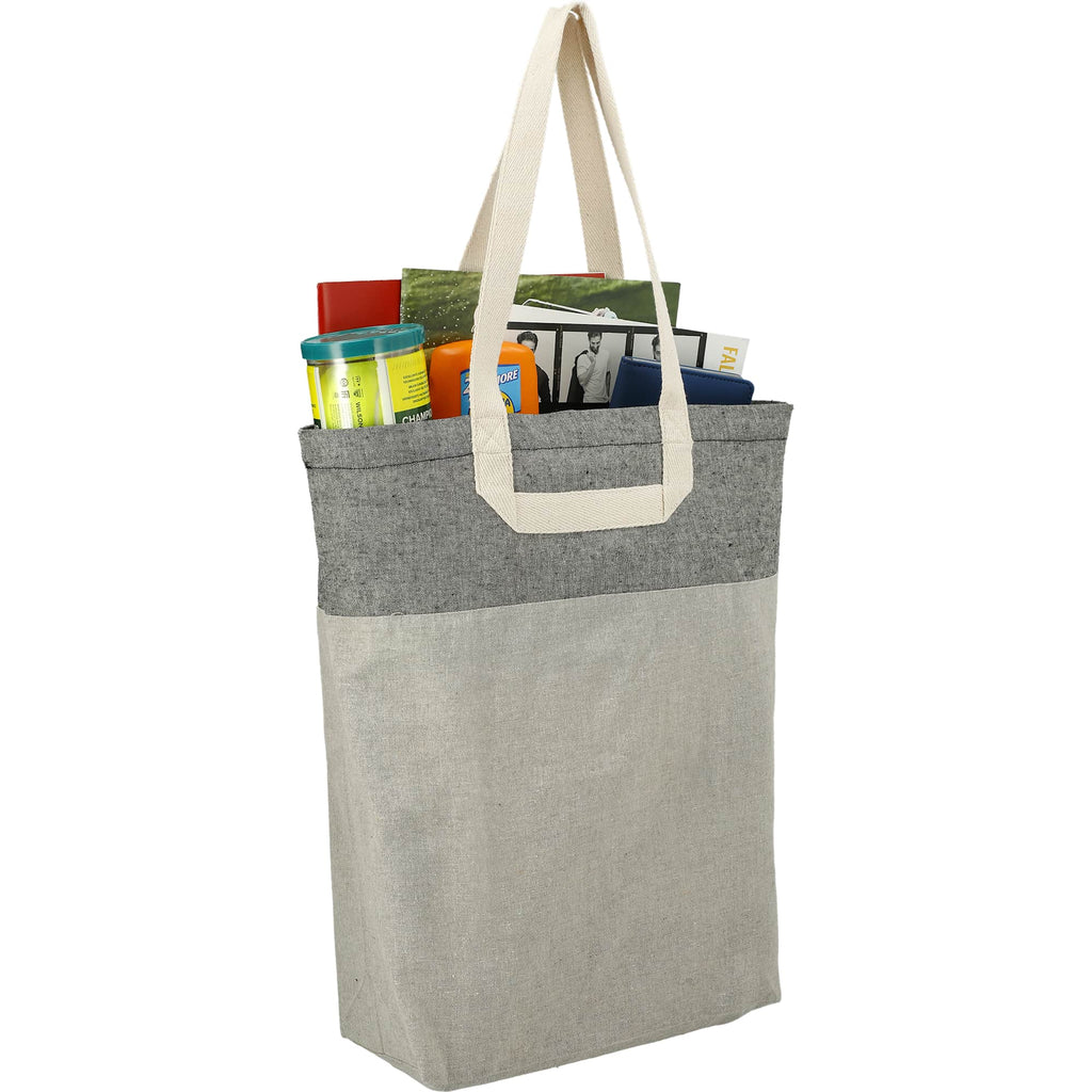Recycled Cotton Book Tote with U-Handles Full Color - Natural/Black - Right Angle 4