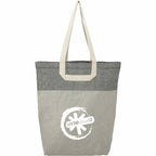 Recycled Cotton Book Tote with U-Handles - Natural/Black - Front