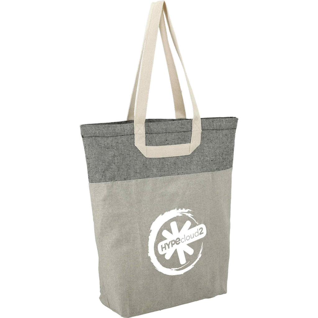Recycled Cotton Book Tote with U-Handles - Natural/Black - Right Angle