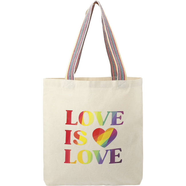 Recycled Cotton Convention Tote with Rainbow Handles, 6 oz Full Color