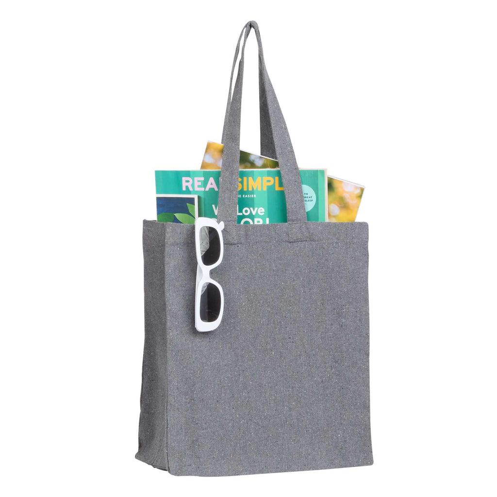 Recycled Cotton Grocery Tote, 7 oz Embroidery - Multi-Colored - Propped