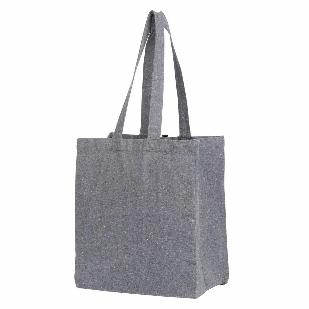 Recycled Cotton Grocery Tote, 7 oz Transfer - Multi-Colored - Left Angle