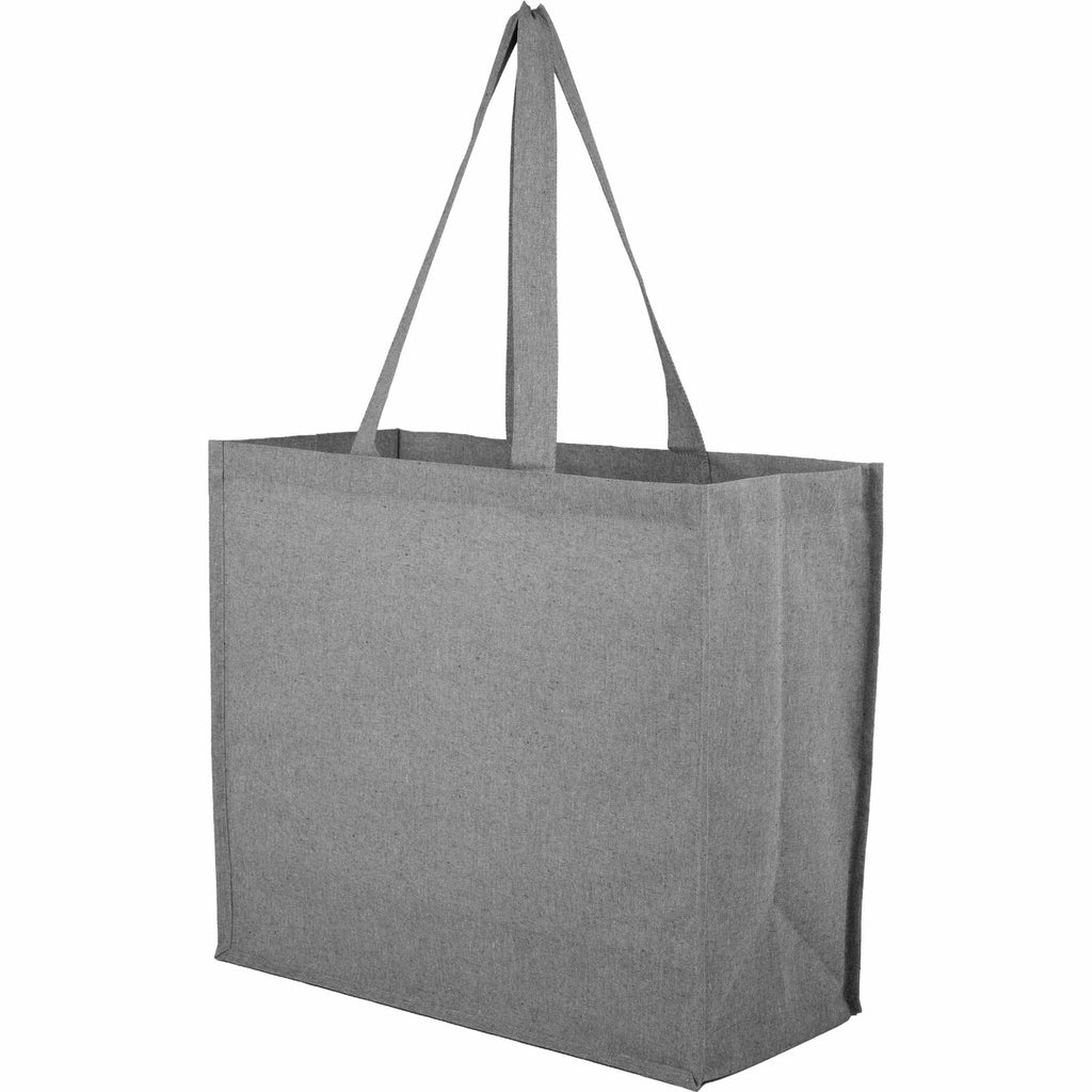 Recycled Cotton Shopper Tote with Wipe-Clean Lining, 4 oz Embroidery - Gray - Photo