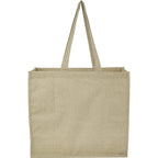 Recycled Cotton Shopper Tote with Wipe-Clean Lining, 4 oz Embroidery - Natural - Back