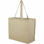 Recycled Cotton Shopper Tote with Wipe-Clean Lining, 4 oz Embroidery - Natural - Photo