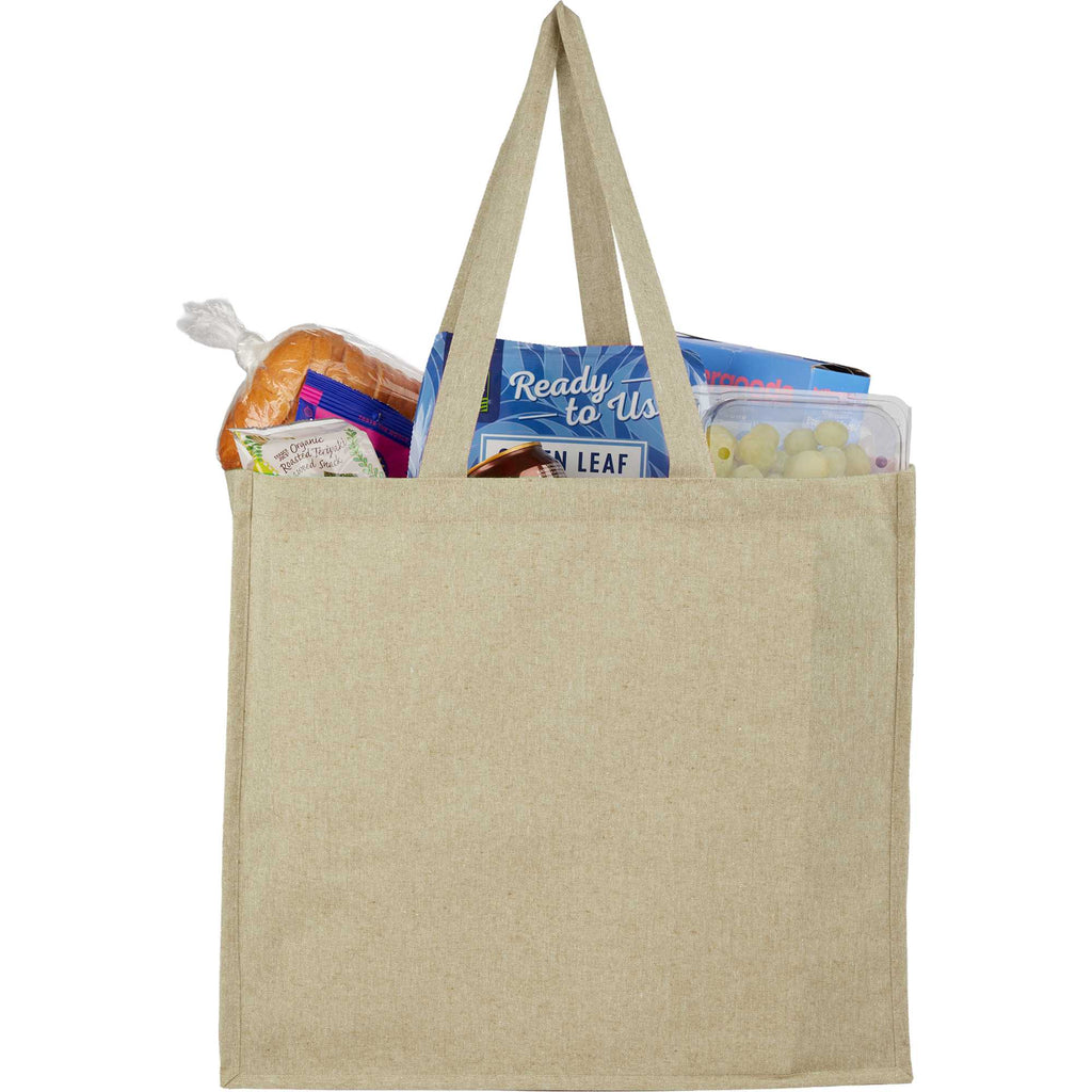 Recycled Cotton Shopper Tote with Wipe-Clean Lining, 4 oz Embroidery - Natural - Propped