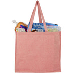 Recycled Cotton Shopper Tote with Wipe-Clean Lining, 4 oz Embroidery - Red - Propped