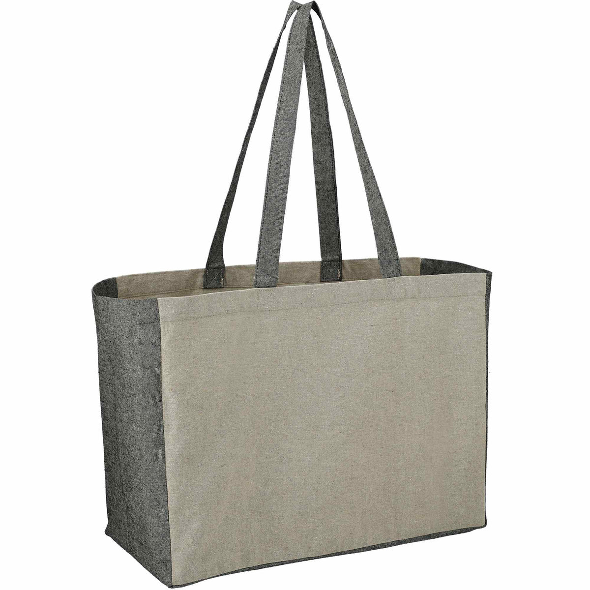 Recycled Cotton Shopper with Contrast Sides Embroidery - Natural/Black - Right Angle 3