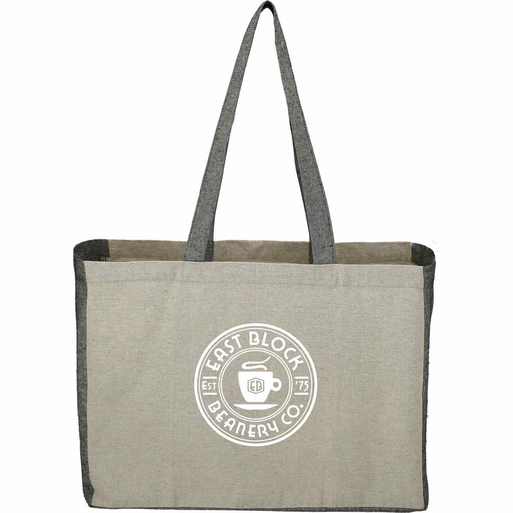 Recycled Cotton Shopper with Contrast Sides - Natural/Black - Front