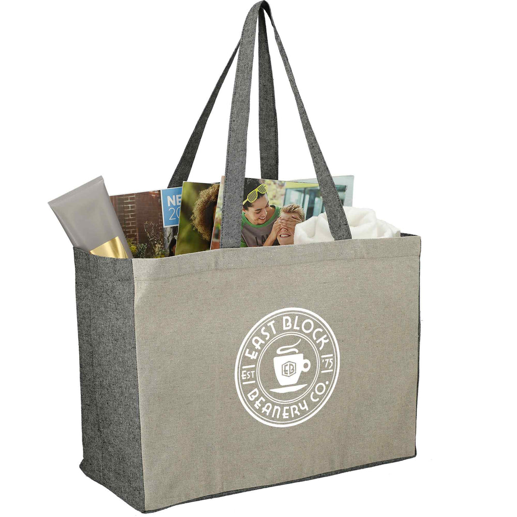 Recycled Cotton Shopper with Contrast Sides - Natural/Black - Right Angle 2