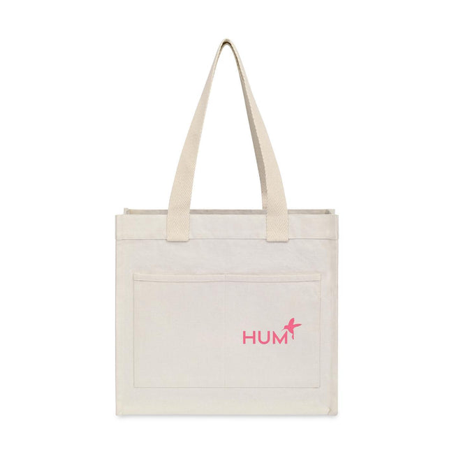 Recycled Cotton Tote with Two Front Pockets, 12 oz Full Color