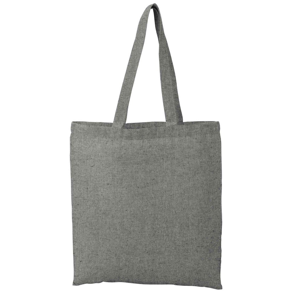 Recycled Cotton Twill Tote Bag, 5 oz Full Color - Black - Back
