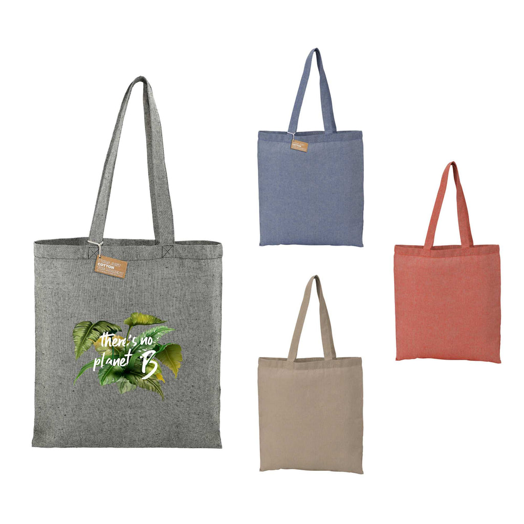 Recycled Cotton Twill Tote Bag, 5 oz Full Color - Black - Front Group