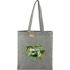 Recycled Cotton Twill Tote Bag, 5 oz Full Color - Black - Front