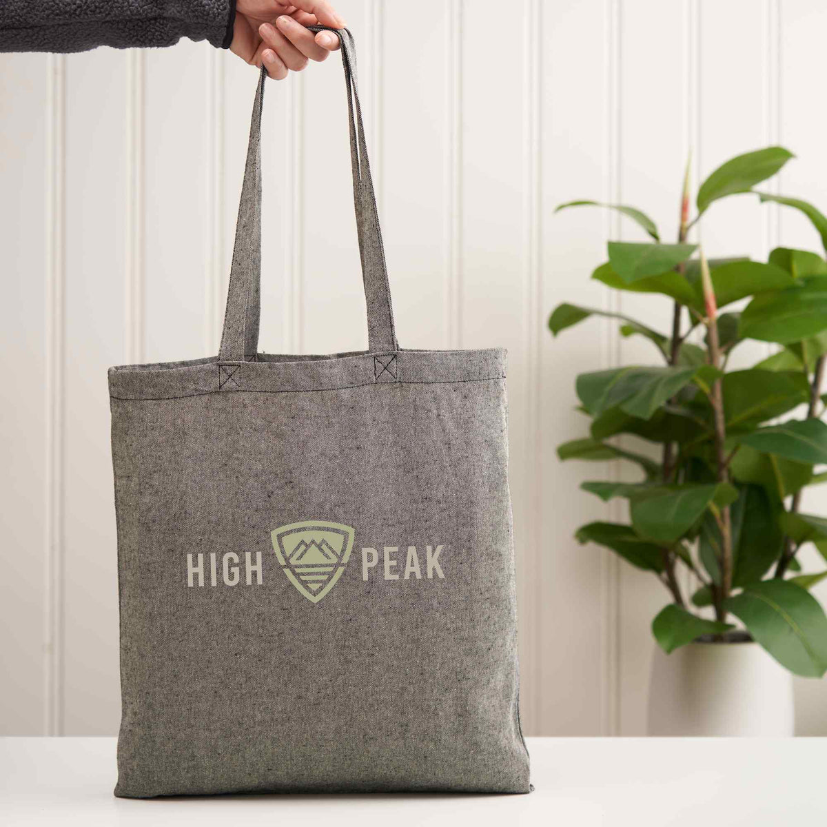 Recycled Cotton Twill Tote Bag, 5 oz Full Color - Black - Lifestyle