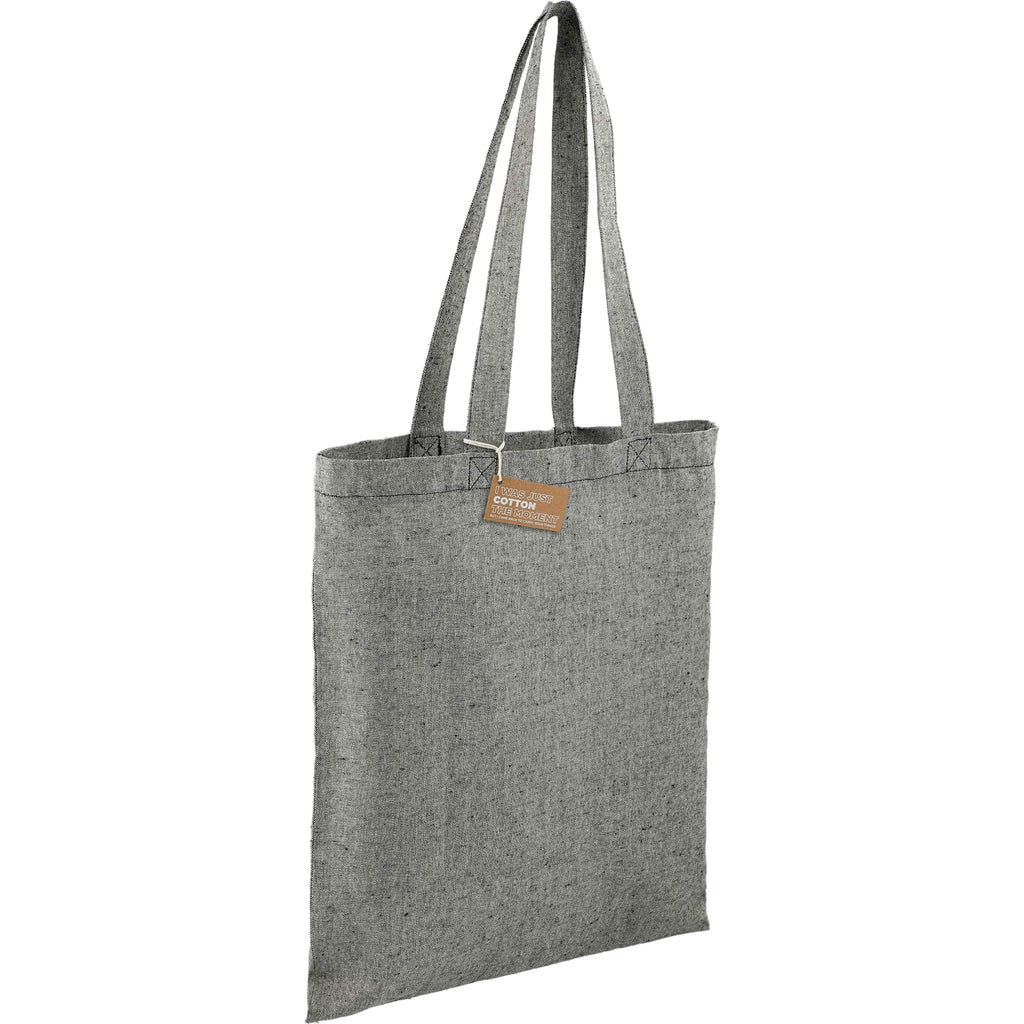 Recycled Cotton Twill Tote Bag, 5 oz Full Color - Black - Right Angle