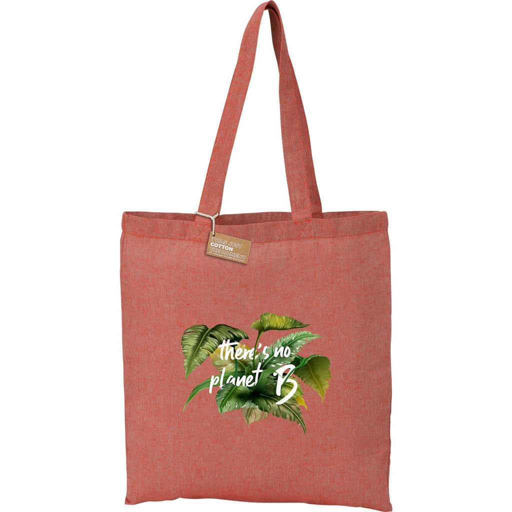 Recycled Cotton Twill Tote Bag, 5 oz Full Color - Red - Front 2