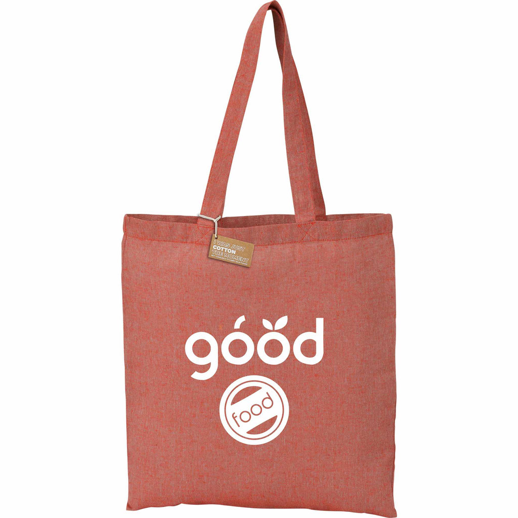 Recycled Cotton Twill Tote Bag, 5 oz Full Color - Red - Front