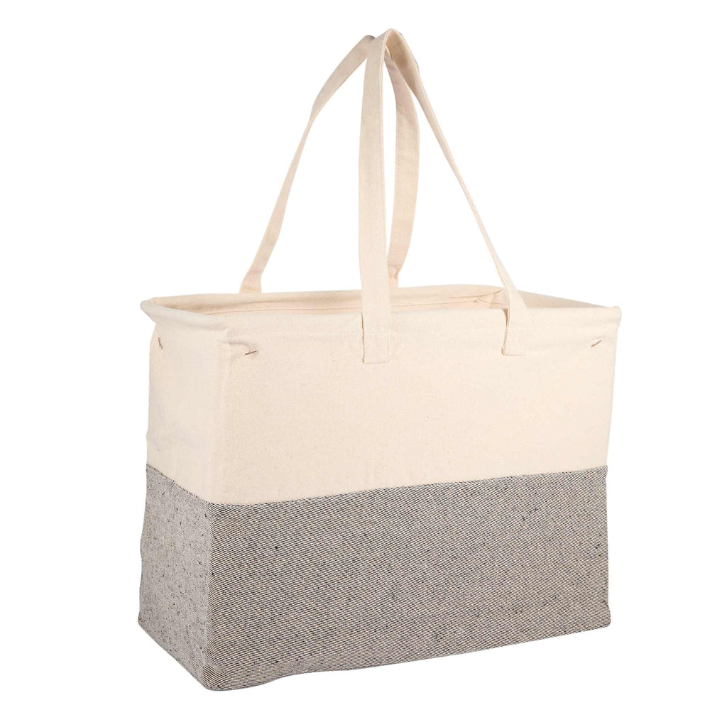 Recycled Cotton Utility Tote, 10 oz Embroidery - Natural/Gray - Right Angle 3