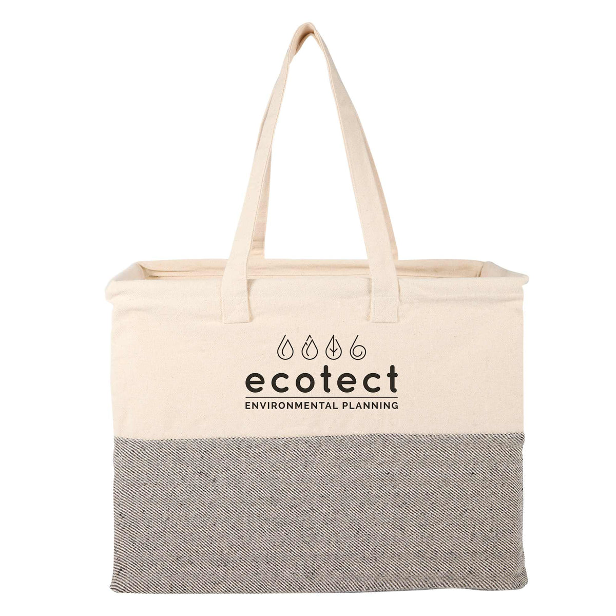 Recycled Cotton Utility Tote, 10 oz Transfer - Natural/Gray - Front