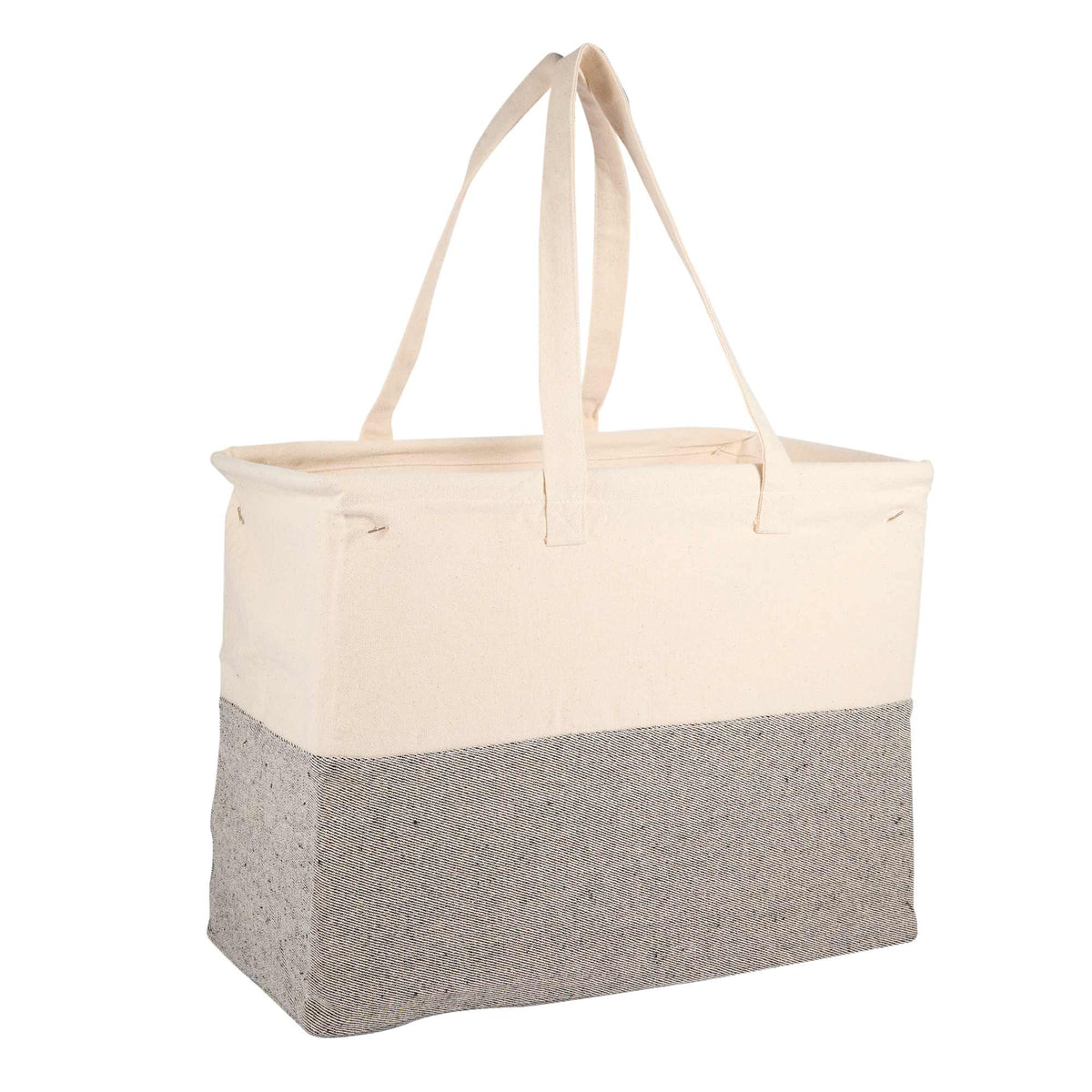 Recycled Cotton Utility Tote, 10 oz Transfer - Natural/Gray - Right Angle 3