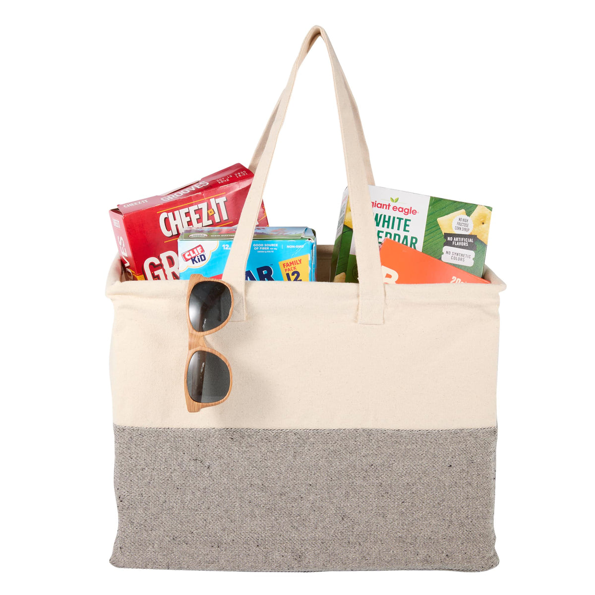 Recycled Cotton Utility Tote, 10 oz Transfer - Natural/Gray - Right Angle 4