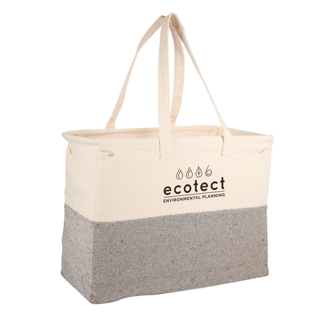 Recycled Cotton Utility Tote, 10 oz Transfer - Natural/Gray - Right Angle