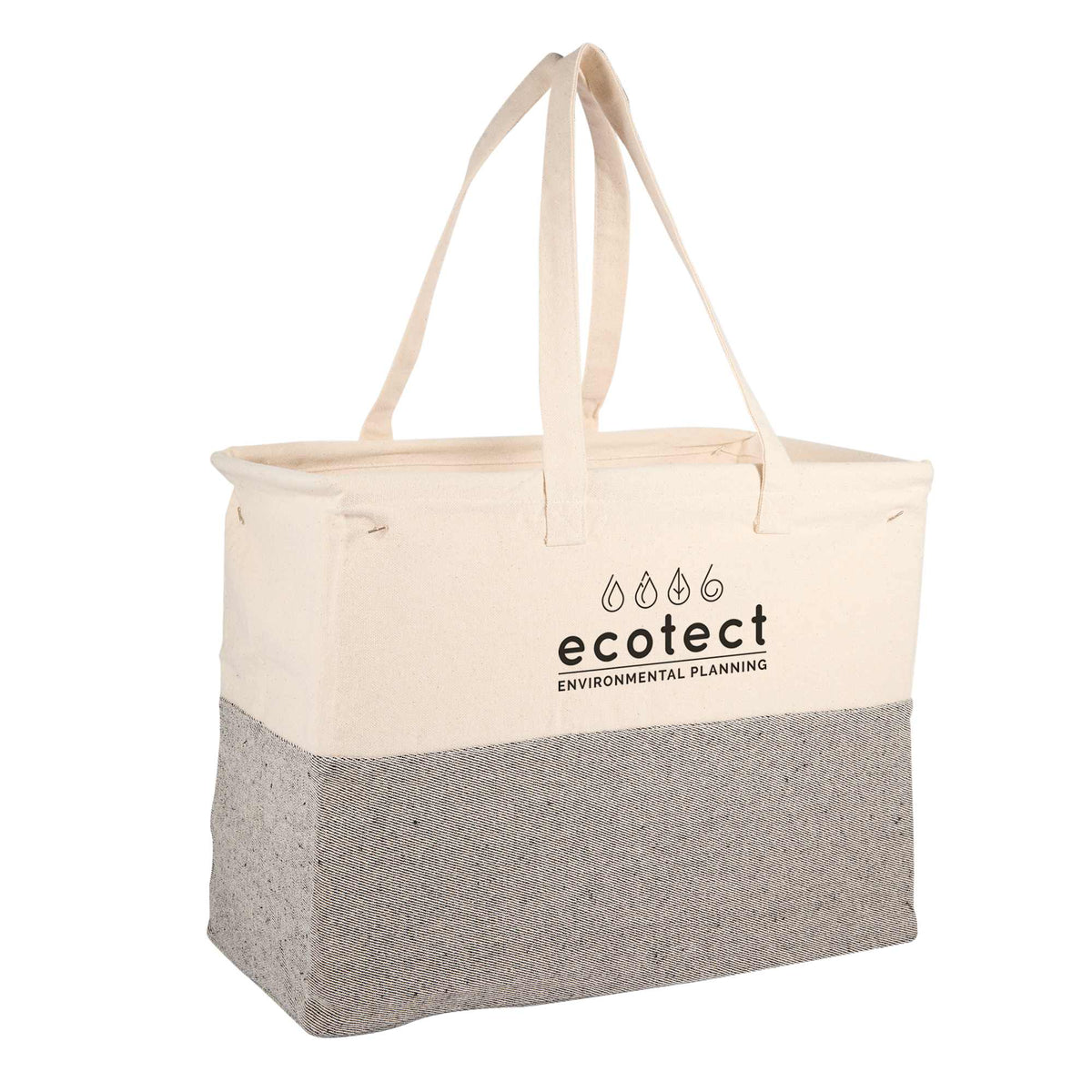 Recycled Cotton Utility Tote, 10 oz Transfer - Natural/Gray - Right Angle