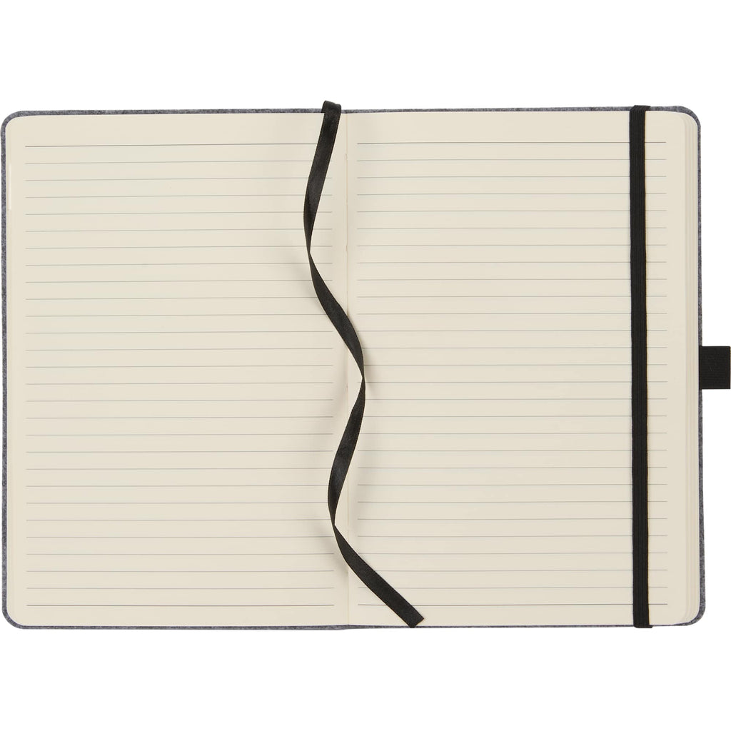Recycled Felt Bound Notebook, 5.5 x 8 Inches Full Color - Charcoal - Open