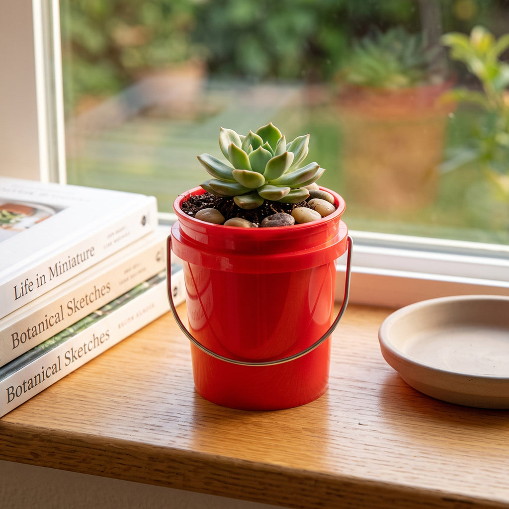 Recycled Mini Bucket, 13 oz - Red - Inuse3