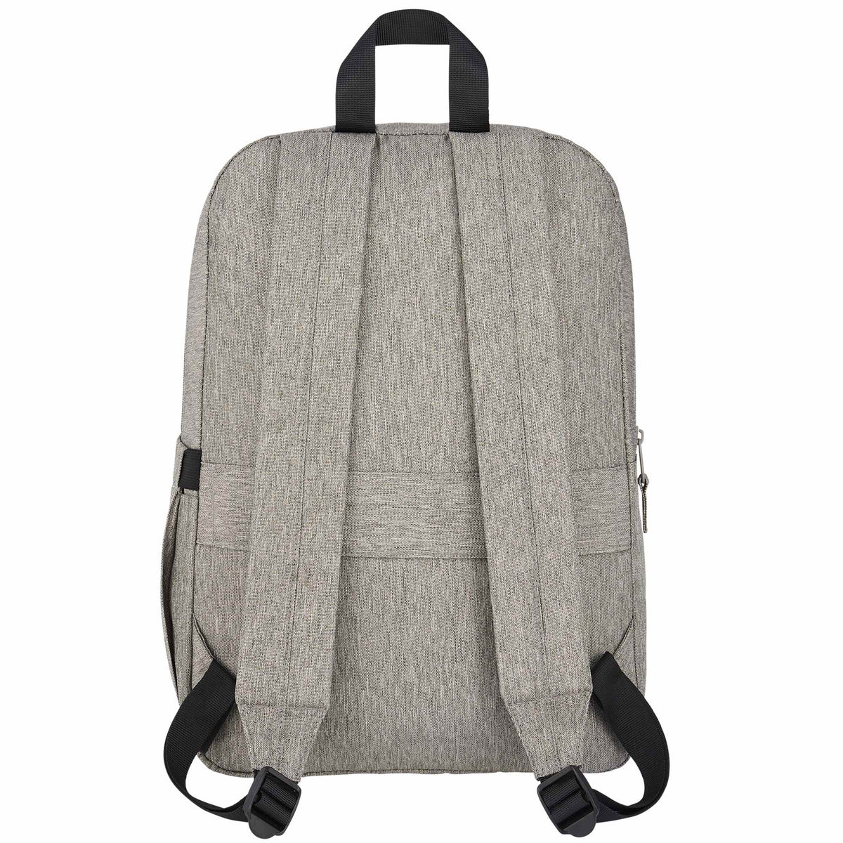 Recycled PET Laptop Backpack with Lash Tab, 15 Inch Embroidery - Gray - Back