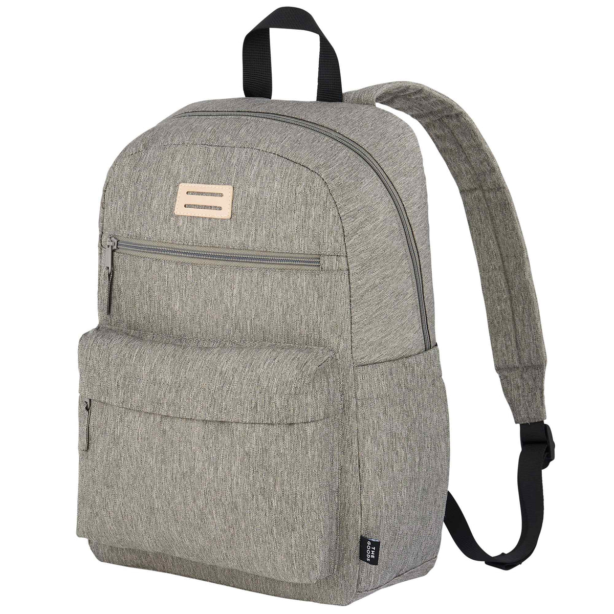 Recycled PET Laptop Backpack with Lash Tab, 15 Inch Embroidery - Gray - Left Angle