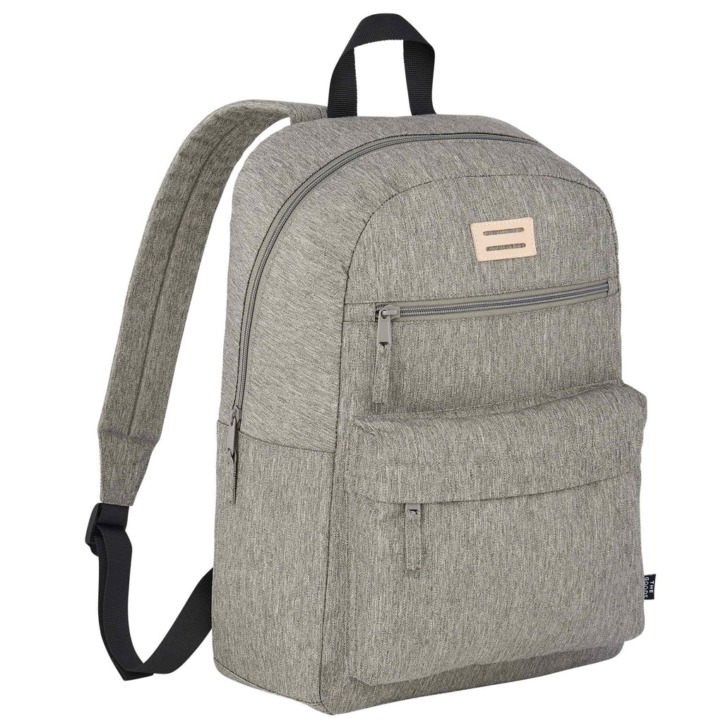 Recycled PET Laptop Backpack with Lash Tab, 15 Inch Embroidery - Gray - Right Angle