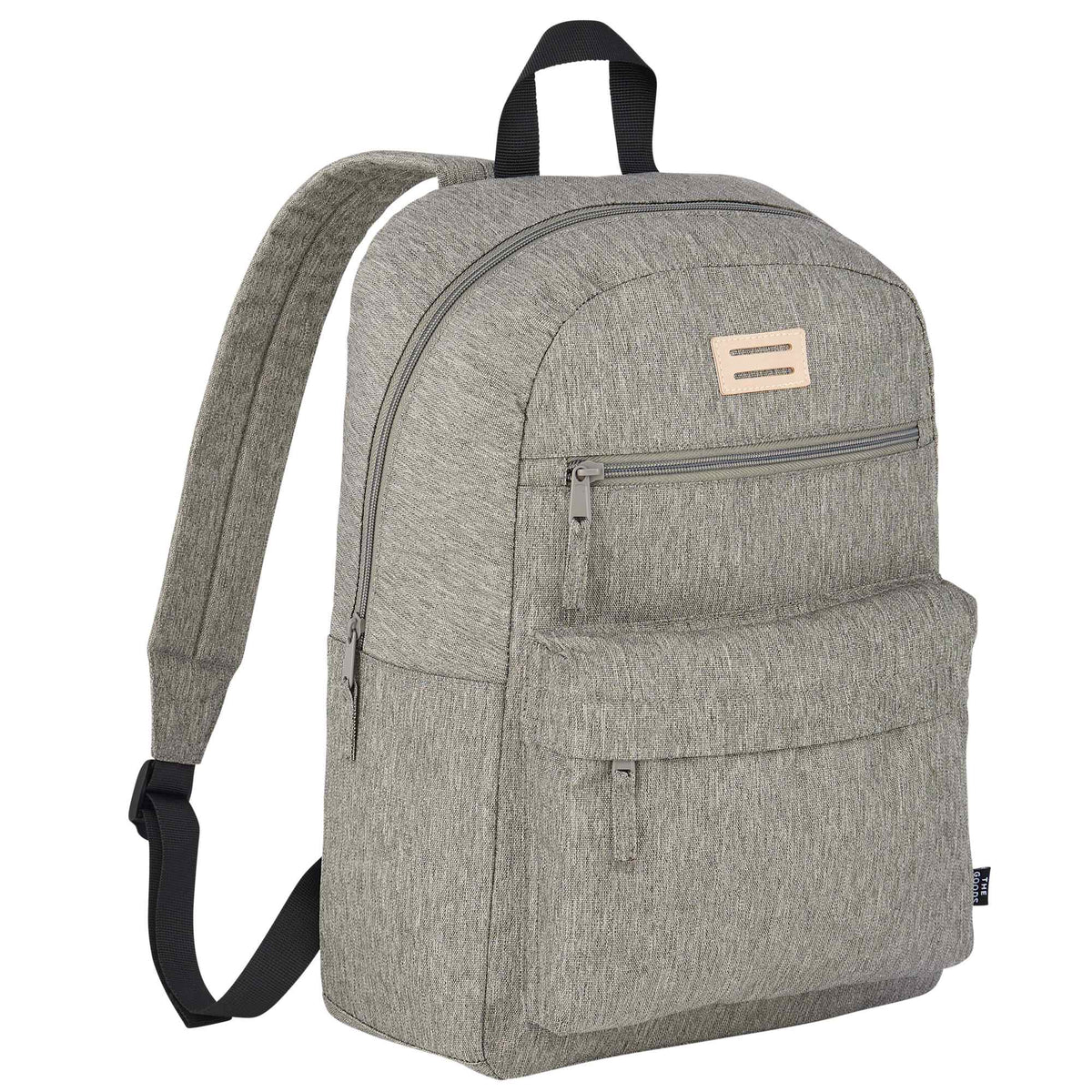 Recycled PET Laptop Backpack with Lash Tab, 15 Inch Embroidery - Gray - Right Angle