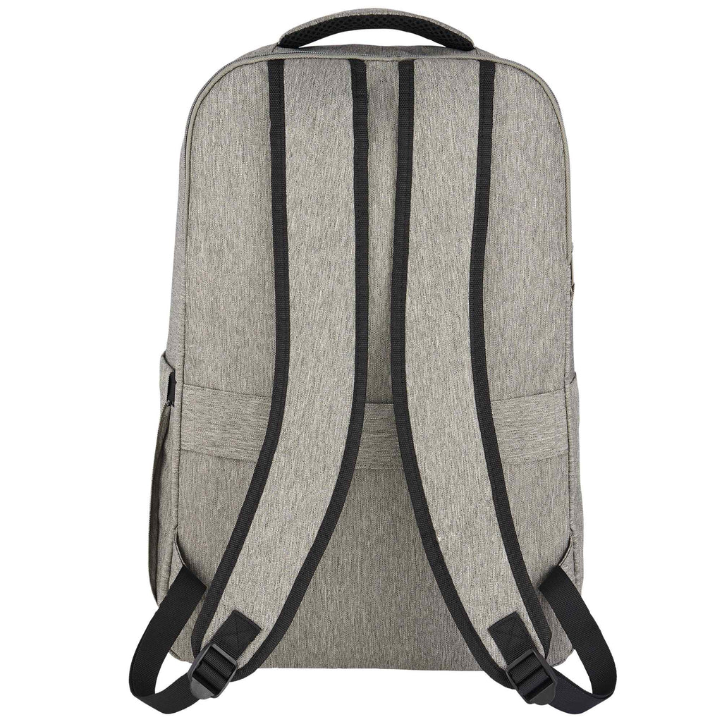 Recycled PET Laptop Backpack with Lash Tab, 17 Inch Embroidery - Gray - Back